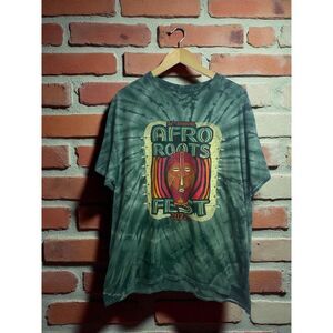 Afro Roots Fest 2022 Tie-Dye T-Shirt–24th Annual Green & Black Spiral – Size XL